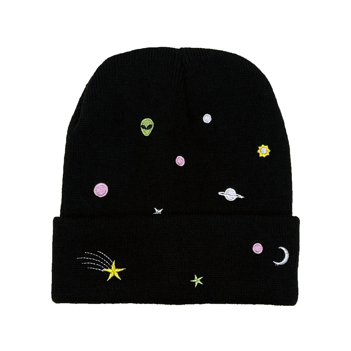 Butterfly Alien Daisy Embroidery Warm Knitted Hat Men And Women