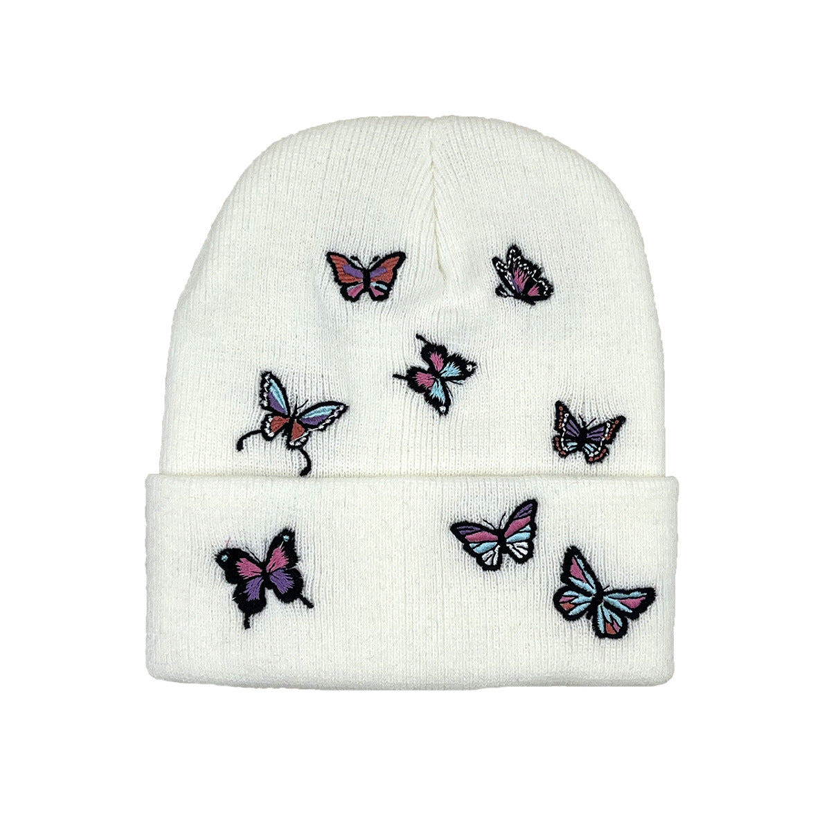 Butterfly Alien Daisy Embroidery Warm Knitted Hat Men And Women