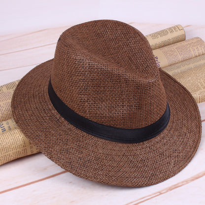 Straw Cowboy Hat Outdoor Sunshade Knight Hat Breathable