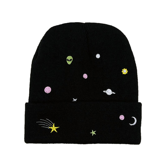 Butterfly Alien Daisy Embroidery Warm Knitted Hat Men And Women