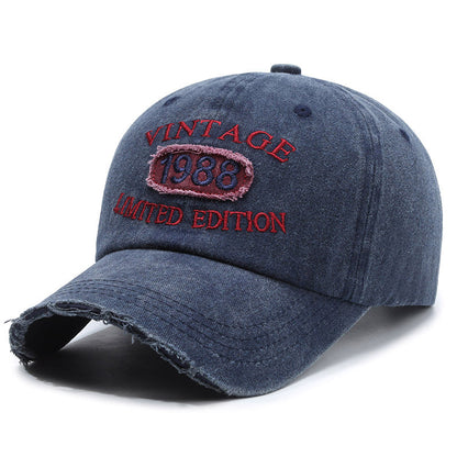 American Retro Soft Top Make Old Ripped Letter Embroidered Baseball Cap