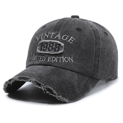 American Retro Soft Top Make Old Ripped Letter Embroidered Baseball Cap